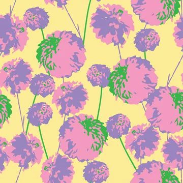 Seamless doodle plants pattern background with  pastel dot flowers , greeting Stock Illustration