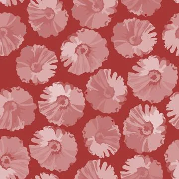 Seamless doodle red flowers pattern background , greeting card or fabric Stock Illustration