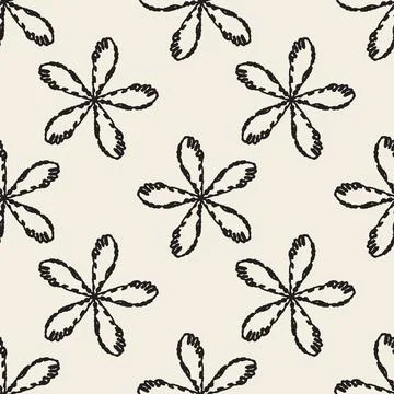 Seamless doodle simple hand drawn flowers  background , greeting card or fabr Stock Illustration