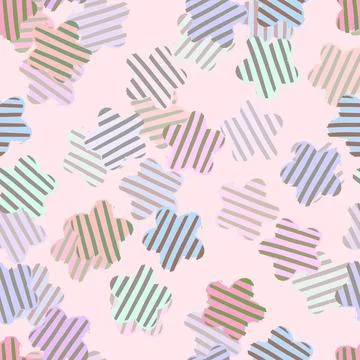 Seamless doodle stripe flowers pattern background , greeting card or fabric Stock Illustration