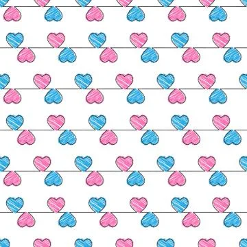 Seamless Doodle-style heart pattern for simple backgrounds, textures, textile Stock Illustration