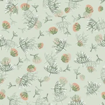 Seamless doodle tiny leaves and flowers background , greeting card or fabric Stock Illustration