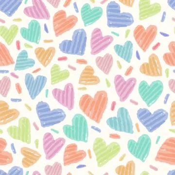 Seamless  doodle valentine day pattern background with hand draw heart , vale Stock Illustration