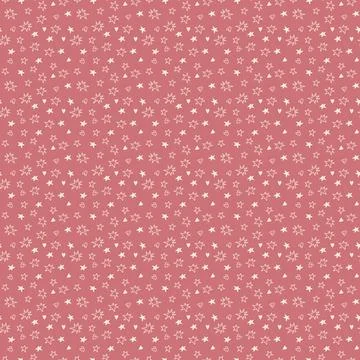 Seamless doodle vector pattern with hearts and stars on pink background Stock Illustration