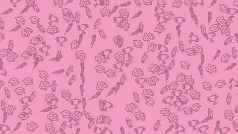 Seamless Doodles Pattern Pink Background Stock Footage 327632701