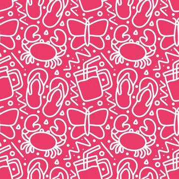 Seamless doodles of summer elements Stock Illustration