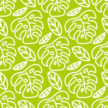 Seamless doodles of summer leaves Stock Illustration