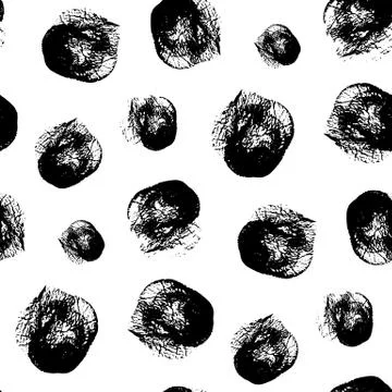 Seamless dot pattern. Hand painted circles with rough edges. Stock Illustration