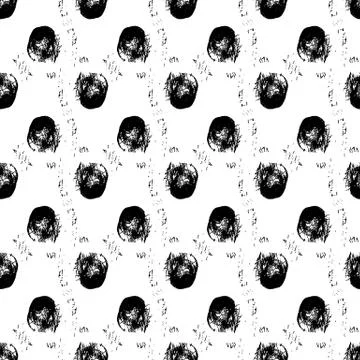 Seamless dot pattern. Hand painted circles with rough edges. Stock Illustration
