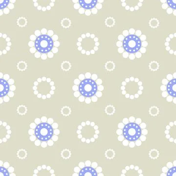 Seamless dot pattern of white daisies on a gray background. Stock Illustration