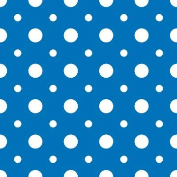 Seamless dots circle white wallpaper pattern, vector illustration on blue Stock Illustration
