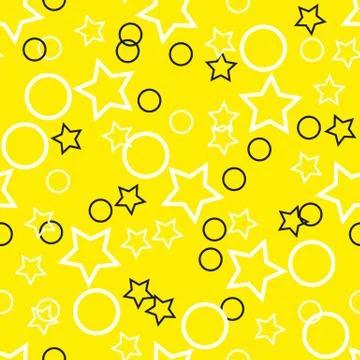 Seamless dots modern pattern. Yellow background geometry circle, star color s Stock Illustration