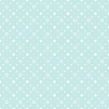 Seamless dots pattern of small white daisies on turquoise background. Stock Illustration