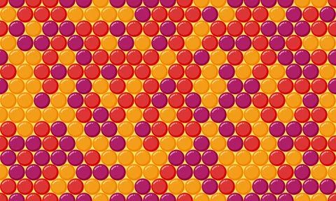 Seamless dotted pattern with colorful circles, ideal for textile fabrics, w.. Illustrazione stock