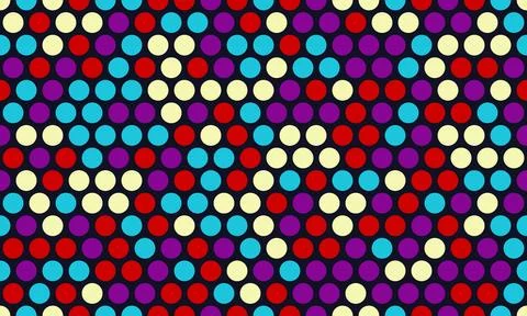 Seamless dotted pattern with colorful circles, ideal for textile fabrics, w.. Illustrazione stock