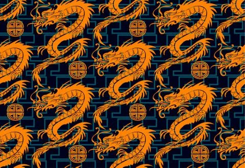 Seamless dragons pattern Stock Illustration