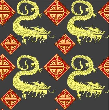 Seamless dragons pattern Stock Illustration