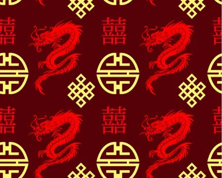 Seamless dragons pattern Stock Illustration