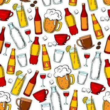 Seamless drinks and beverages pattern background イラスト素材