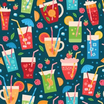 A seamless drinks pattern. Summer vector backdrop Stock Illustration