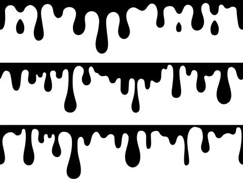 Seamless dripping elements. Dropping paint pattern, black border melted. Ink Stock Illustration