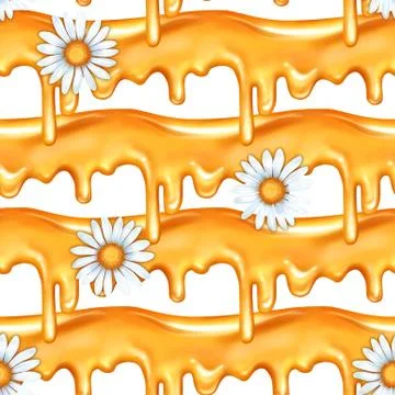 Seamless dripping honey pattern Stock Illustration