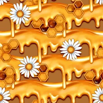 Seamless dripping honey pattern Stock Illustration