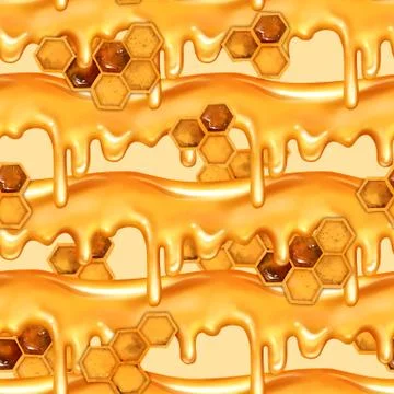 Seamless dripping honey pattern Stock Illustration