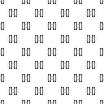 Seamless dumbbell icon pattern repeating on white background Stock Illustration