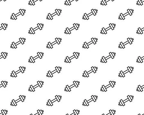 Seamless dumbbell pattern isolated on white background, sport equipment geome Illustrazione stock