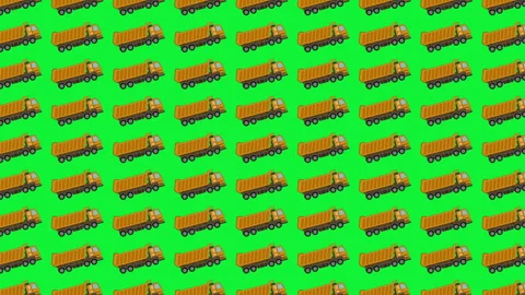 Seamless dump truck pattern on green background Stock Footage 308238290