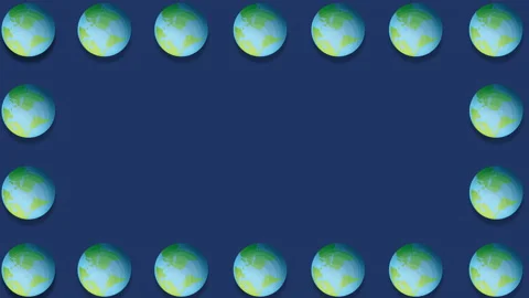 Seamless Earth low poly globes frame design in  4k video. 库存影片 145643591