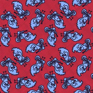 Seamless easter abstract pattern with hand drawn vector chiks Stock Illustration