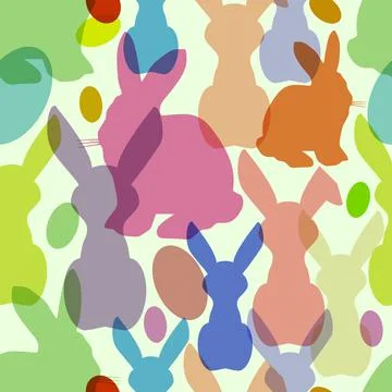 Seamless easter backbround pattern,easter bunny silhouettes and eggs,vector 스톡 일러스트