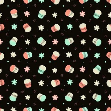 Seamless Easter background with cakes and flowers Stock Illustration
