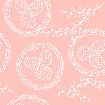 Seamless Easter background with eggs in the nest and floral elements Illustrazione stock