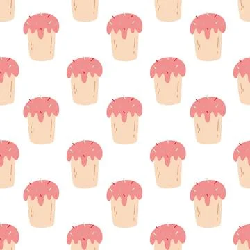 Seamless easter cake pattern in cute flat style with pastel colors. Perfect for Stock Illustration