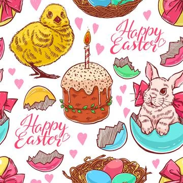 Seamless Easter colorful background Stock Illustration