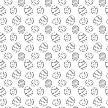 Seamless Easter Egg Pattern for Coloring 스톡 일러스트