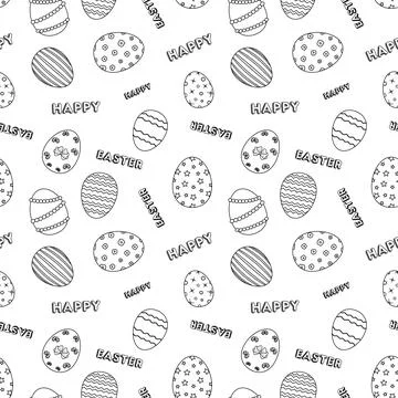 Seamless Easter Egg Pattern for Coloring page Stock Illustration