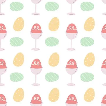 Seamless easter egg pattern with egg cups in soft pastel colors. Perfect for Stock Illustration