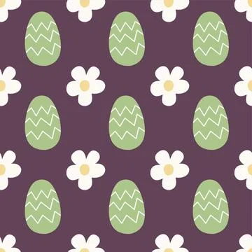 Seamless easter egg pattern with simple flowers in soft colors. Perfect for Stock Illustration