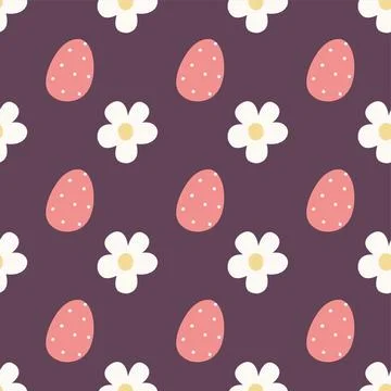 Seamless easter egg pattern with simple flowers and soft pastel colors. Perfect イラスト素材