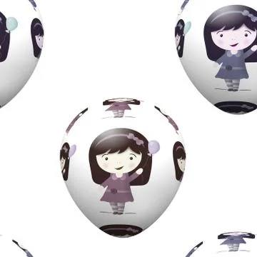 Seamless Easter egg pattern with smiling girl Stock Illustration