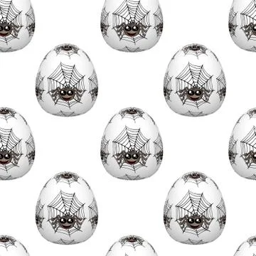 Seamless easter eggs pattern with spiders Stock Illustration