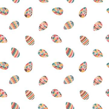 Seamless easter eggs pattern vector illustration. Isolated on white backgroun 스톡 일러스트