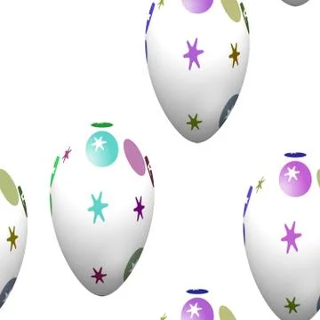 Seamless easter eggs pattern on white Stock Illustration