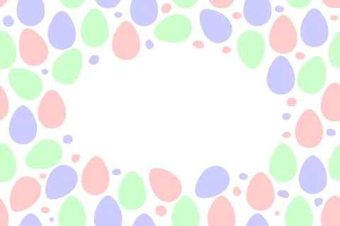 Seamless easter frame, border with ornamental eggs and dots. Vector pastel mu Stock Illustration
