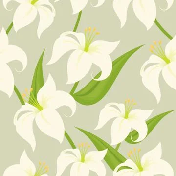 Seamless easter lily Stock Illustration