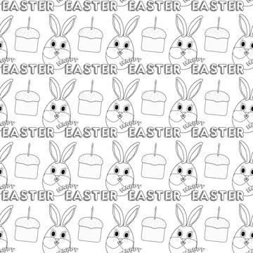 Seamless Easter Pattern with Bunny Eggs and Cakes Stock Illustration
